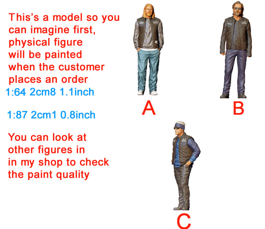 Anarchy men figure 1:18 to 1/64 HO scale handpaint high detail