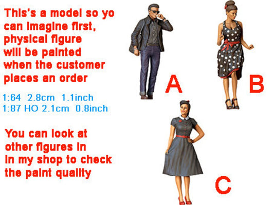 HO 1:64 Scale Rockabilly figure handpaint high detail