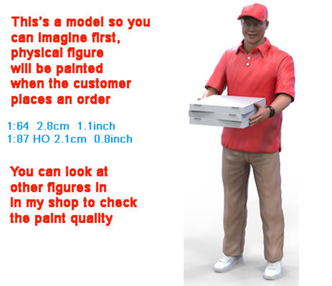 Pizza delivery figure scale 1:18 handpaint