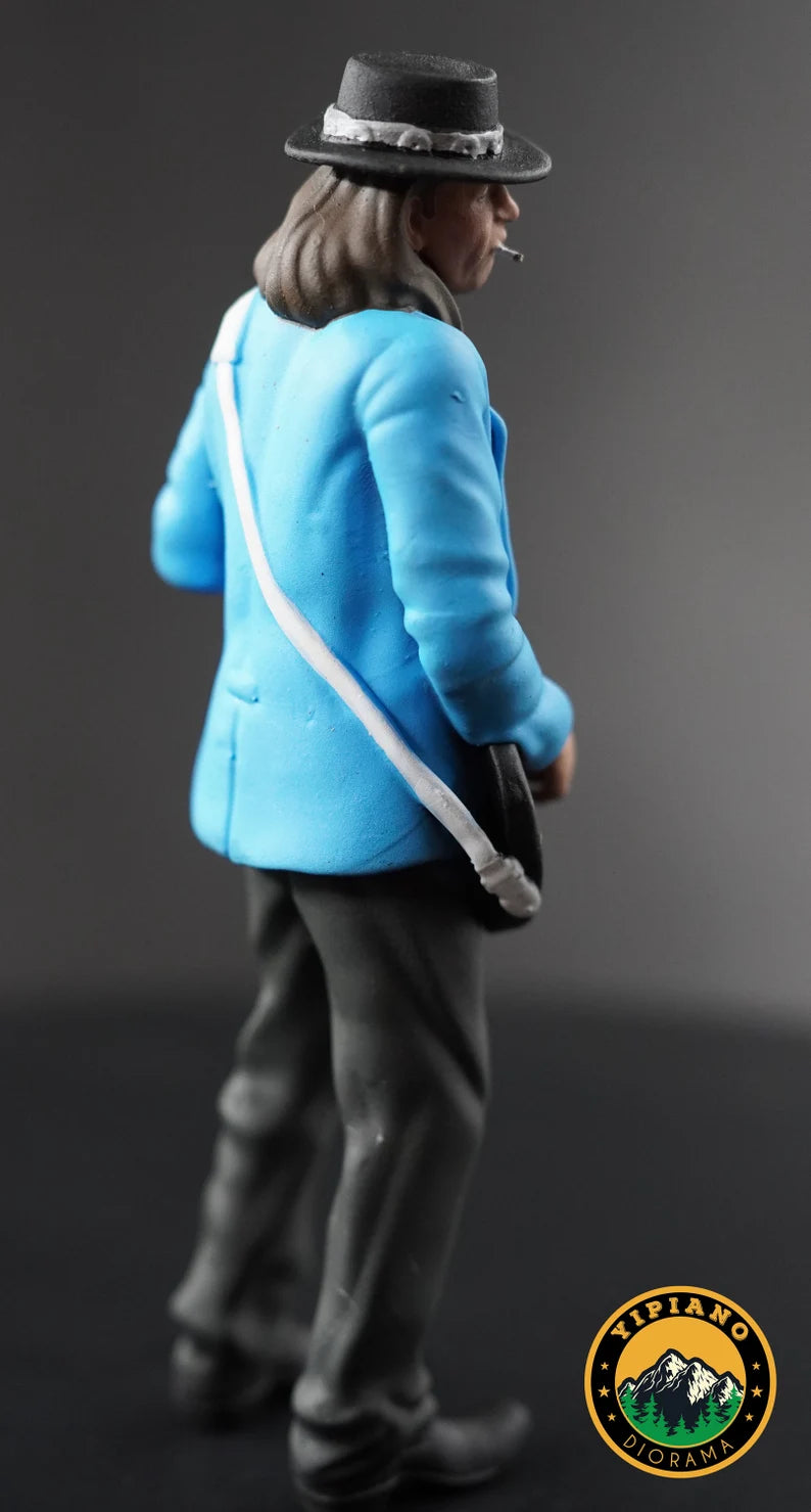 Blue Guitarist rocker figure handpaint high detail 1:18 scale