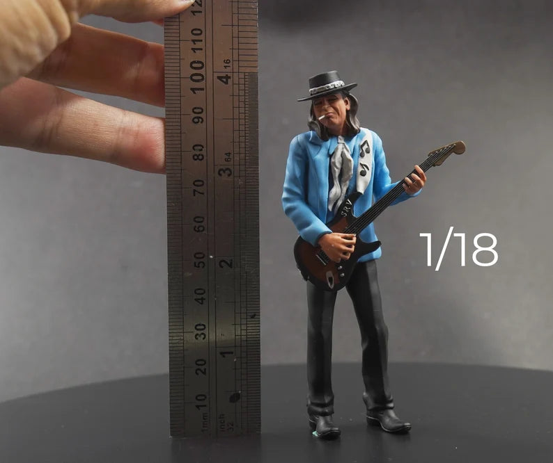 Blue Guitarist rocker figure handpaint high detail 1:18 scale