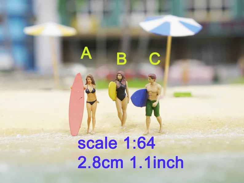 HO 1:64 scale Surfer hold surf figure handpaint high detail