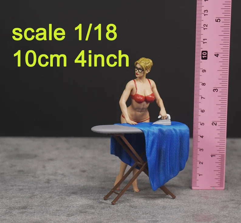 Sexy Girl Ironing figure 1:18 to HO scale handpaint high detail