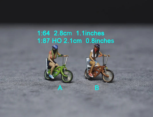 HO & 1:64 scale bike girl handpaint high detail