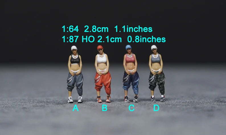 HO 1:64 Scale HipHop girl figure handpaint high detail