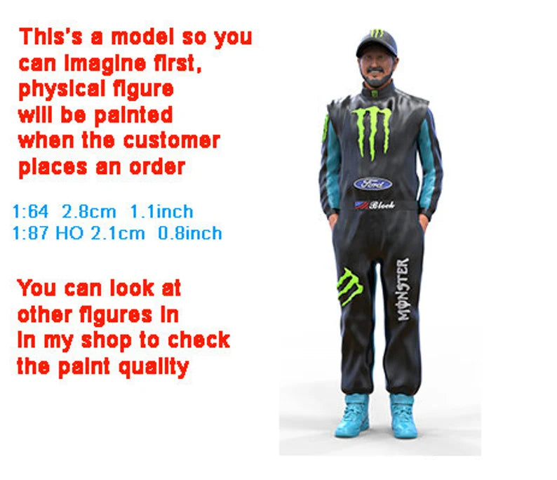 Racer Man figure 1:18 to HO scale handpaint high detail