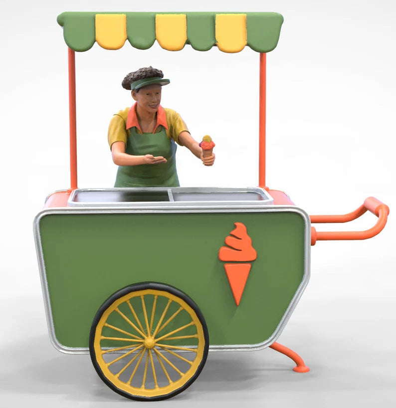 Ice cream cart girl figure handpaint high detail 1:18 to HO scale