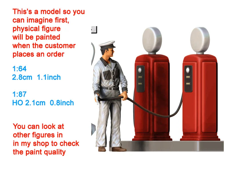 HO & 1:64 scale Gastation 1950s figure handpaint high detail