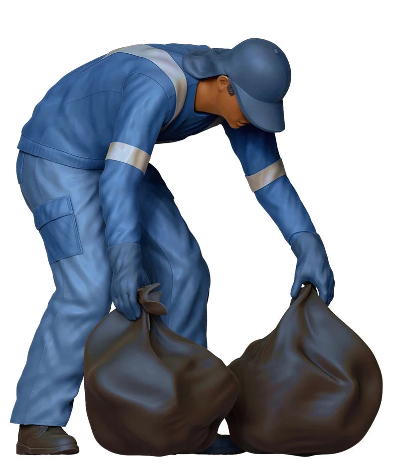 Garbage man figure HO 1:64 Scale handpaint high detail