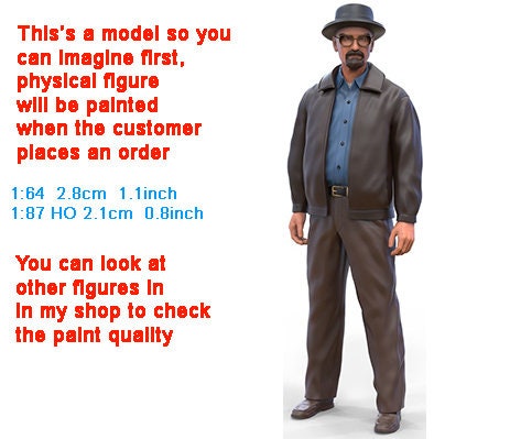 Breaking man figure handpaint high detail 1:18 to HO scale