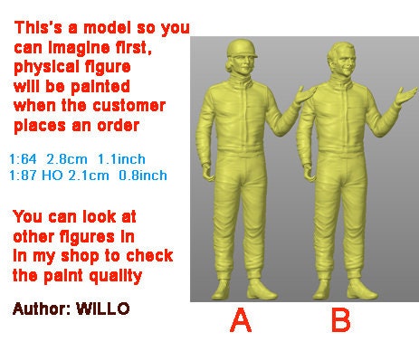 Niki racer figure handpaint high detail 1:18 to HO scale