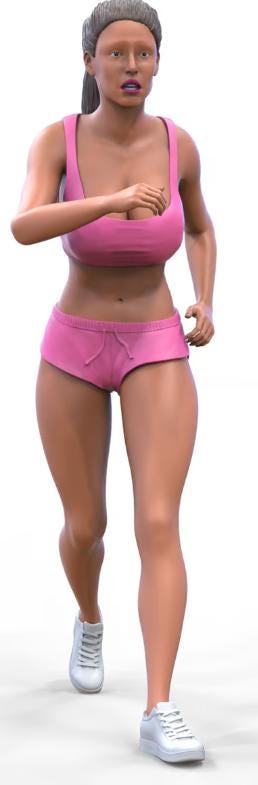 Running woman figure 1:18 to 1/64 HO scale handpaint high detail