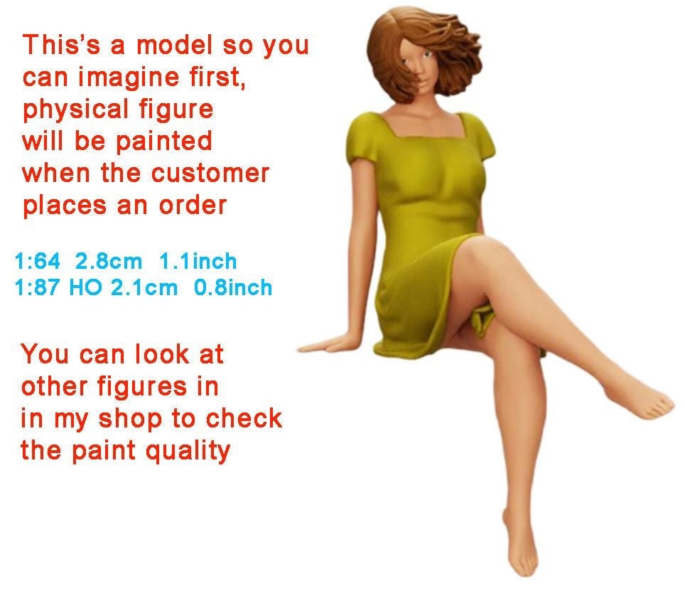 Windy dress girl figurine handpaint high detail 1:18 to HO scale