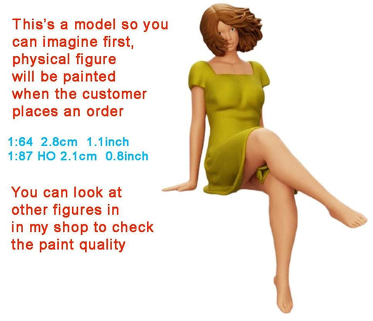 Windy dress girl figurine handpaint high detail 1:18 to HO scale