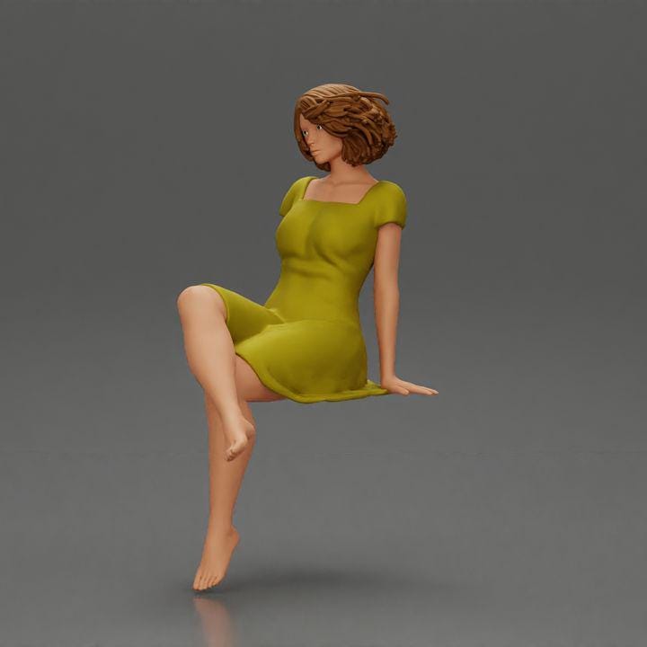 Windy dress girl figurine handpaint high detail 1:18 to HO scale